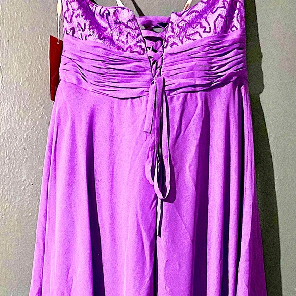 Strapless lavender purple sequin short dress with chiffon overlay, PARTY DRESS - Picture 9 of 9